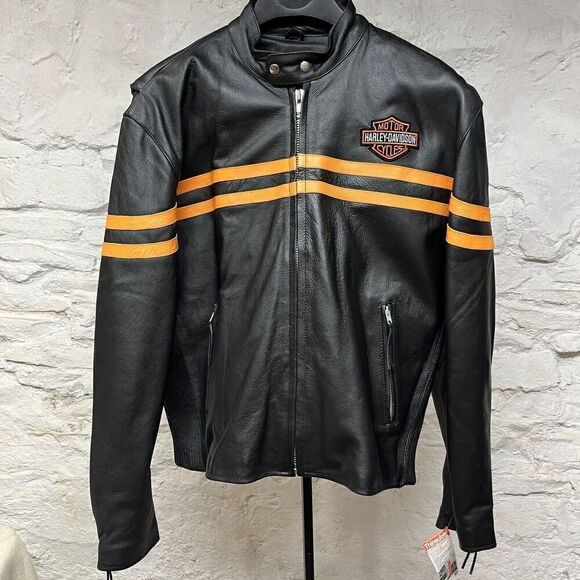 Hot Leathers Other - Hot Leathers Black Harley-Davidson Collared Zip Up Jacket Size 48 Thinsulate